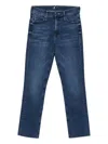 Mother Mid-rise Cropped Jeans With Raw Hem In Blue