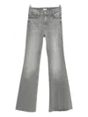 Mother High-waisted Flared Jeans With Distressed Hem In Gray