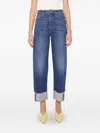 Mother Half Pipe Ankle Cuff Fray Jean In Perfectly Imperfect In Blue