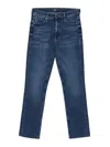 Mother Mid-rise Cropped Jeans With Raw Hem In Blue