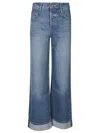 Mother Cuffed Denim Jeans In Blue