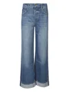 Mother Cuffed Denim Jeans In Blue