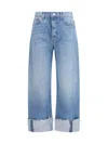 Mother High-rise Wide-leg Jeans In Blue