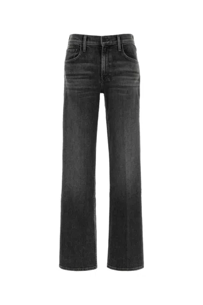 Mother The Brookie High Waist Wide Leg Denim In Black