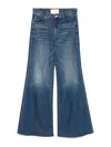 Mother 'the Undercover Sneak' Blue Jeans With Palazzo Style And Logo Patch On The Rear
