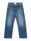 Mother High-waisted Cropped Jeans In Blue Denim In Blue
