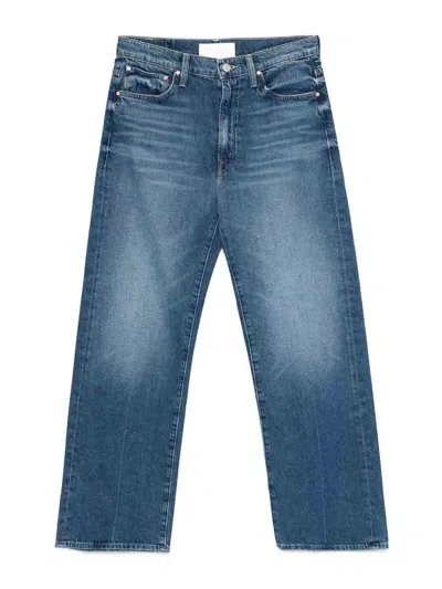 MOTHER HIGH-WAISTED CROPPED JEANS IN BLUE DENIM