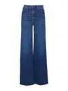 Mother Wide-leg Trousers With Elasticized Fit And Contrast Stitching In Blue