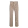 Mother Straight Trousers With Embroidered Detail And Pockets In Neutral