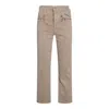 Mother Straight Trousers With Embroidered Detail And Pockets In Neutral