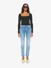 Mother The Mid Rise Hiker Hover Jeans In Full Moon In Blue