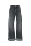 Mother Womens Moshpit Memories The Dodger Skimp Cuff Straight-leg Denim Jeans In Gray