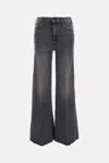 Mother Jeans Hustler Roller Sneak Fray In Black