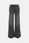 Mother Jeans Hustler Roller Sneak Fray In Black