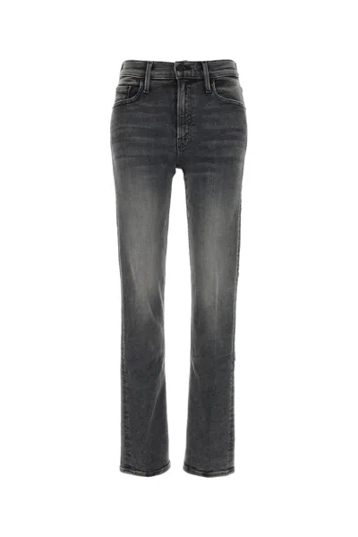 MOTHER MOTHER BLACK STRETCH DENIM THE MID RISE RIDER SKIMP JEANS