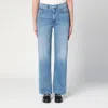 Mother The Hustler Roller Ankle Wide Leg Jeans In Light Blue