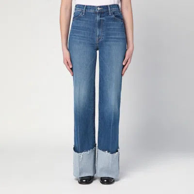 Mother Jeans The Hustler Roller Heel Cuff Fray In Blue