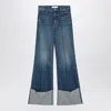 Mother Flared Jeans With Frayed Hem And Pockets In Blue