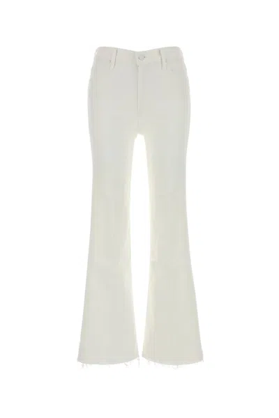 Mother White Stretch Denim The Lil Doozy Jeans In Neutral