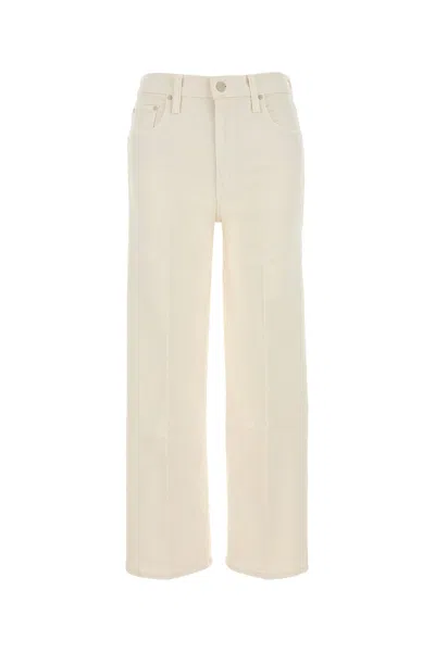 Mother Ivory Stretch Denim The Rambler Jeans In White