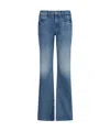 Mother The Mid Rise Maven Sneak Jeans In Washed Blue In Blue