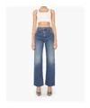 Mother Jeans The Rerun Zip Sneak With Belt Loops And Logo Embroidery On The Back In Blue Denim For Women In Blue