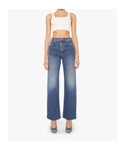 Mother Jeans The Rerun Zip Sneak With Belt Loops And Logo Embroidery On The Back In Blue Denim For Women