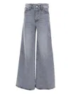 Mother Flood Wide Leg Jeans Belt Loops In Gray
