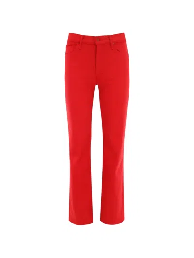 Mother Kick Flared Trousers In Red