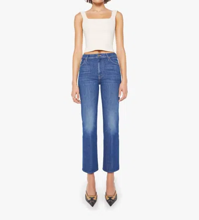 Mother Kick It Flood High-rise Straight Leg Jeans In Do Not Disturb In Blue