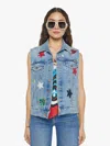 Mother La Doublej X The Clean Armhole Drifter Vest Star Of The Show Jacket In Blue