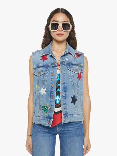 Mother La Doublej X The Clean Armhole Drifter Vest Star Of The Show Jacket In Blue