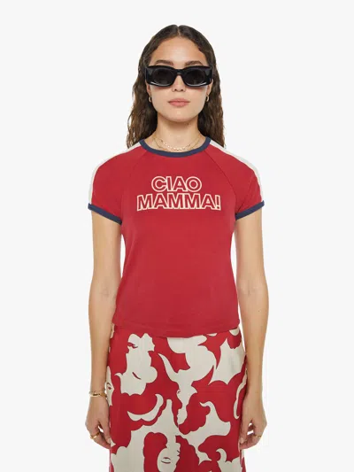 Mother La Doublej X The Itty Bitty Concert Racer Ciao Mamma T-shirt In Red