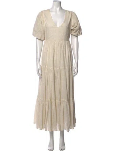 Pre-owned Mother Lace Pattern Long Dress In Neutrals