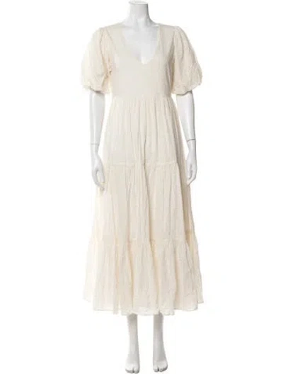 Pre-owned Mother Lace Pattern Midi Length Dress In Neutral