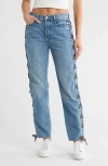 Mother Laced Hiker Hover Jeans In Blue