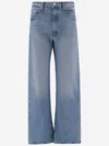 Mother Lasso Sneak Jeans In Combined Cotton Stretch In Blue
