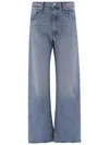 Mother Lasso Sneak Jeans In Combined Cotton Stretch In Blue