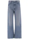 Mother Lasso Sneak Jeans In Combined Cotton Stretch In Blue