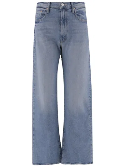 Mother Lasso Sneak Jeans In Combined Cotton Stretch In Blue