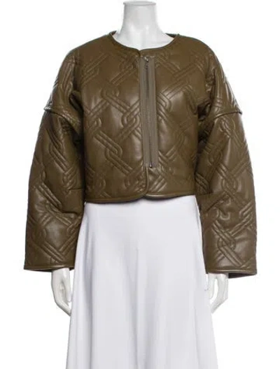 Pre-owned Mother Leather Patterned Jacket In Green