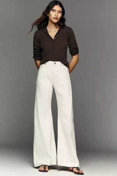 Mother Lemon Twist High-rise Wide-leg Jeans In White