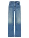 Mother Blue Wide Leg Jeans With Logo Patch In Cotton Denim Woman In Light Blue