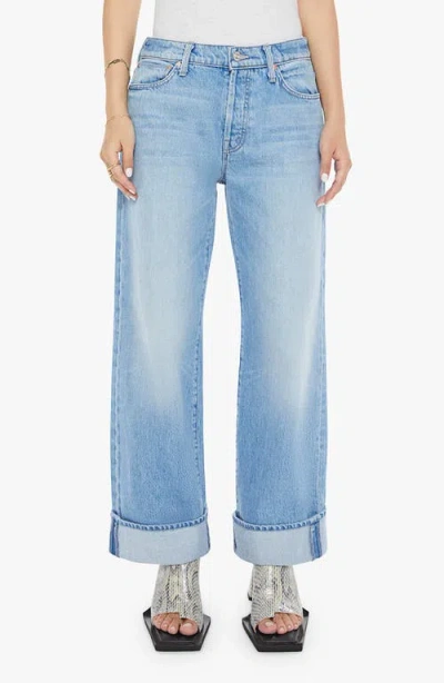 Mother Lil Dodger Button Hover Cuff Wide Leg Jeans In Funk N Flair