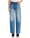 Mother Womens Look Ma No Hands The Rambler Zip Ankle Straight-leg Denim Jeans In Wipeout