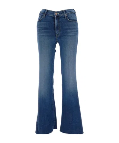 Mother Lil Doozy Fray Flared Jeans In Blue