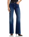 Mother Womens Did You Bring Me Anythin The Bookie Heel Straight-leg High-rise Denim Jeans In Blue