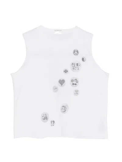 Mother Graphic-print Sleeveless Top In White