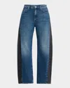 Mother Lil' Half Pipe Flood Jeans In Black And Blue
