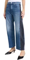 Mother The Half Pipe Flood Jeans In Black And Blue
